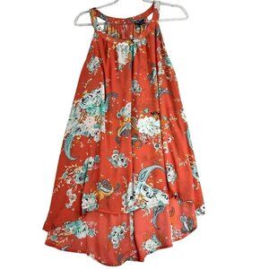 Torrid Womens 3X Coral Sleeveless Floral Paisley High Low Halter Top Summer